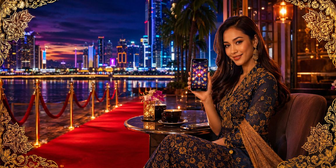 Paparan aplikasi kasino 289 dengan reka bentuk batik khas Malaysia di telefon pintar
